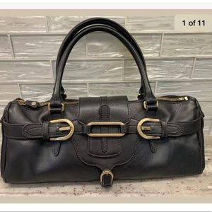 Jimmy Choo tulita flap black leather gold handbag